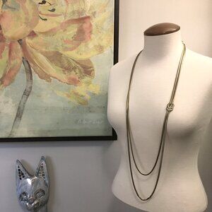 Extra Long Slinky Double Chain Snake Knotted Costume Necklace